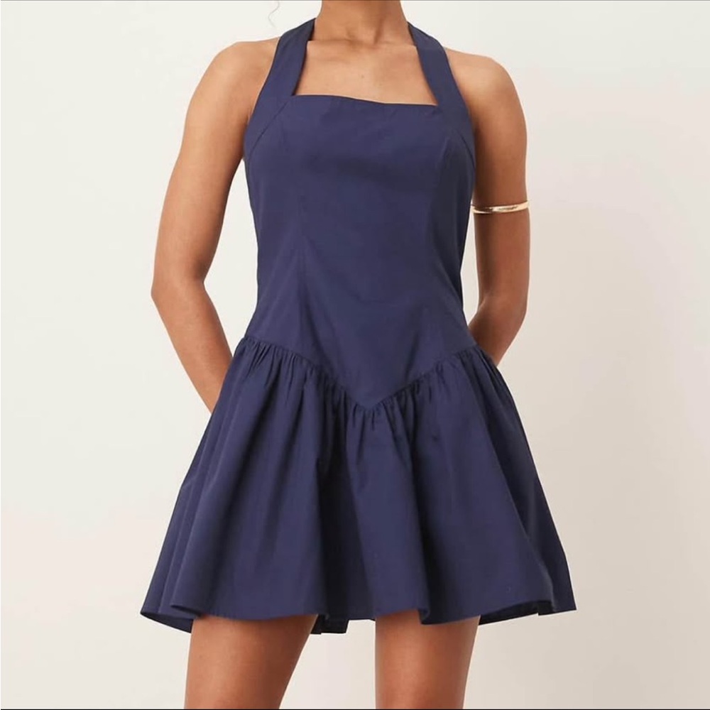 Navy Blue Halter Dress